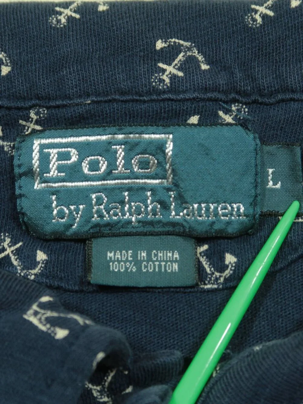 Vintage 90s Polo Ralph Lauren Anchor Polo Shirt Mens L Blue Single Stitch
